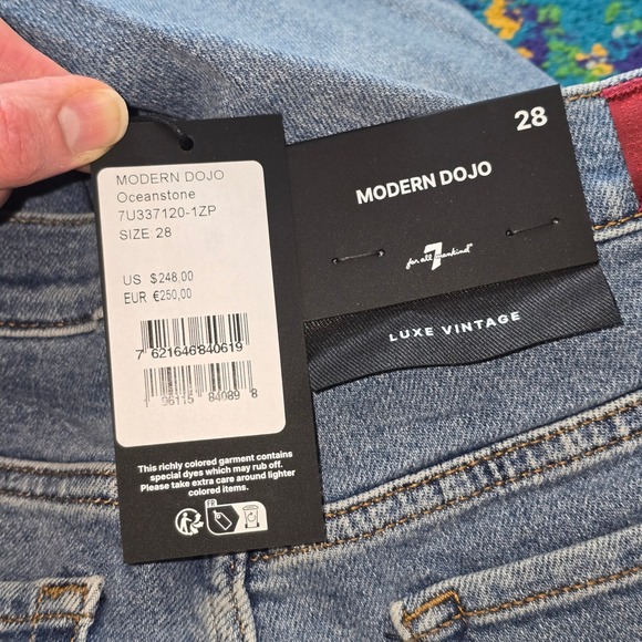 NWT 7 For All Mankind Modern Dojo Luxe Vintage Oceanstone Womens 28 x 34 - Picture 7 of 9